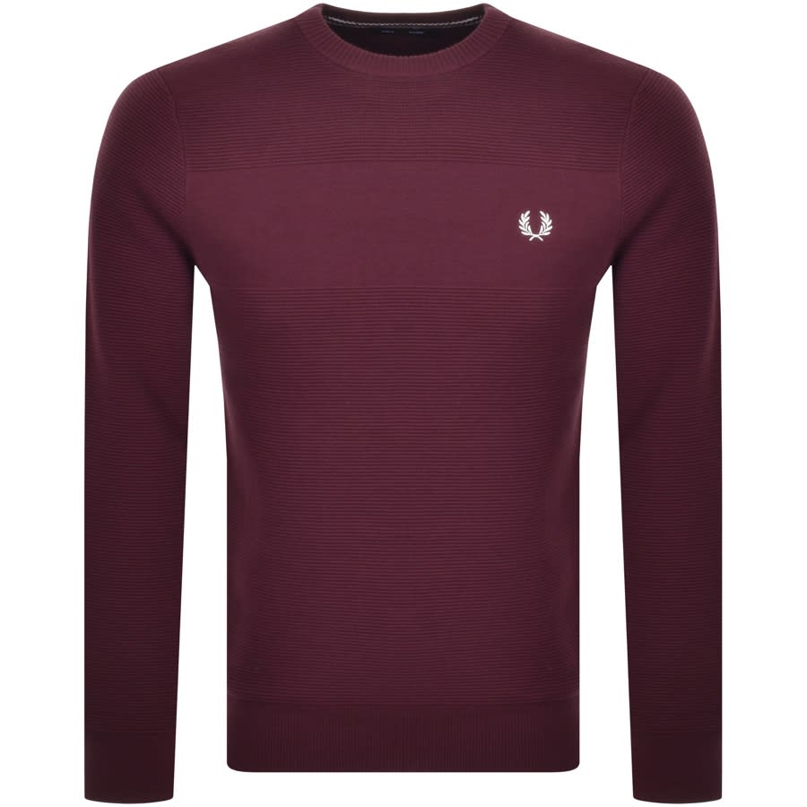 Alternative Image for ProductFred Perry Crew Neck Textured Knit Jumper Burgundy1
